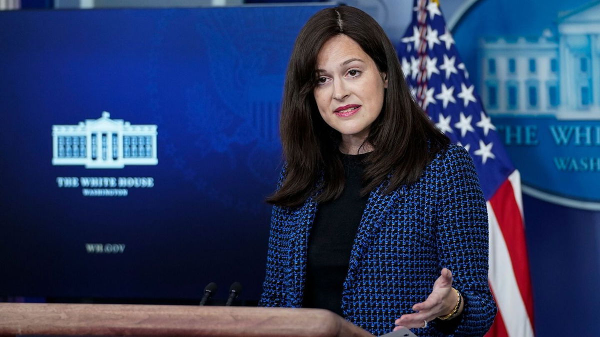 <i>Drew Angerer/Getty Images via CNN Newsource</i><br/>Deputy National Security Advisor for Cyber and Emerging Technology Anne Neuberger speaks during the daily press briefing at the White House on February 17