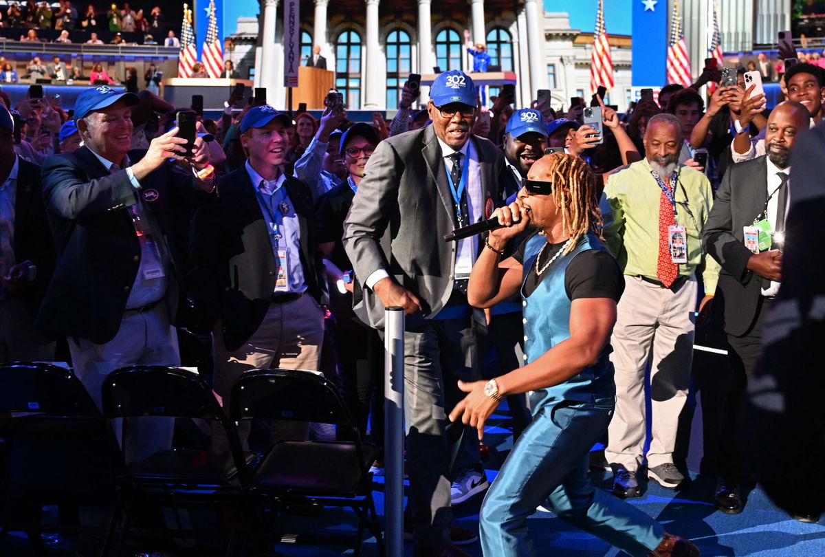 <i>Austin Steele/CNN via CNN Newsource</i><br/>Lil Jon performs during the 2024 Democratic National Convention in Chicago on August 20.