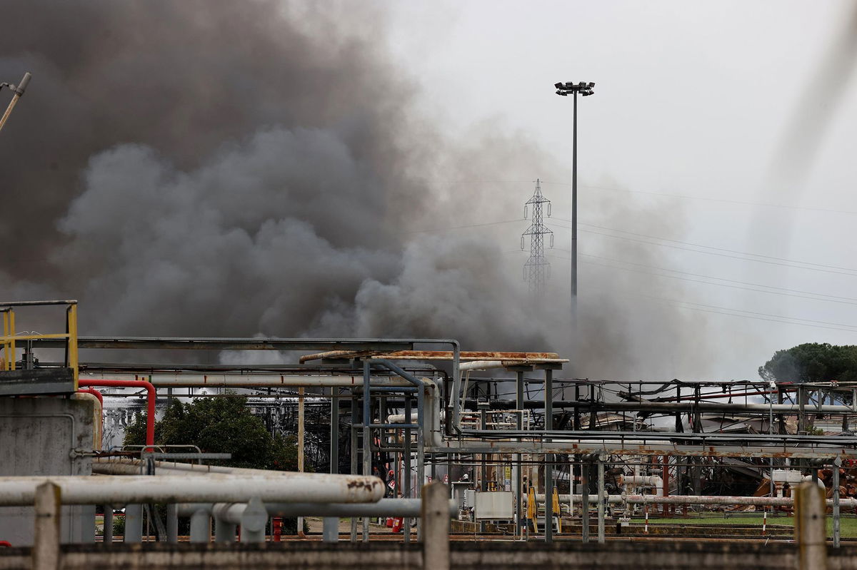 <i>Claudio Giovannini/EPA-EFE/Shutterstock via CNN Newsource</i><br/>Clouds of smoke rise following an explosion at the ENI facility in Calenzano