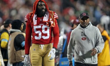 San Francisco 49ers LB De'Vondre Campbell (No. 59) refused to play for the team when asked against the Los Angeles Rams.