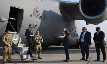 Secretary of State Antony Blinken is welcomed by US officials upon landing in Baghdad on December 13