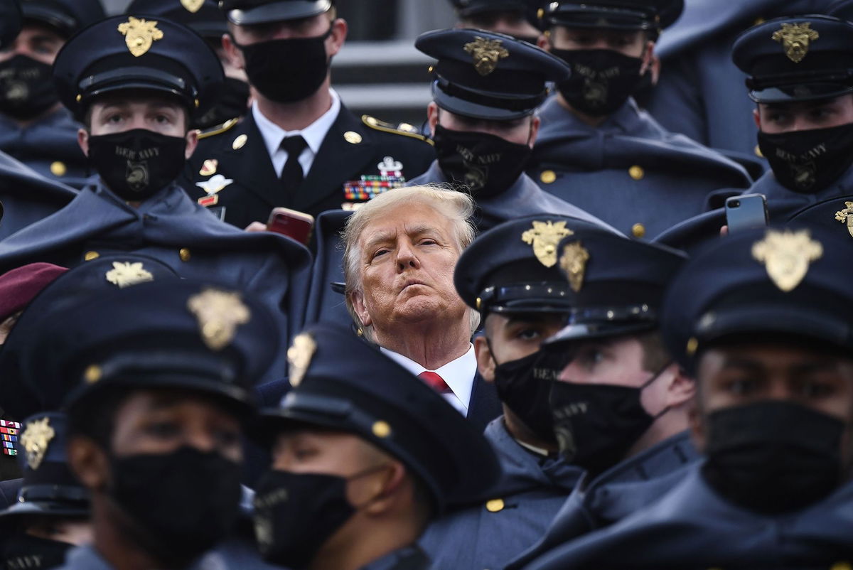 <i>Brendan Smialowski/AFP/Getty Images via CNN Newsource</i><br/>Donald Trump joined the West Point cadets during the 2020 Army-Navy game.