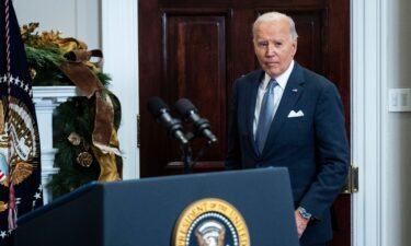 President Joe Biden delivers remarks on the latest developments in Syria from the Roosevelt Room of the White House on December 8 in Washington