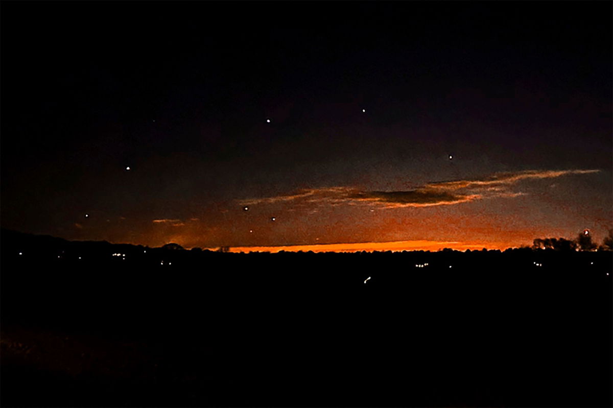 <i>Trisha Bushey/AP via CNN Newsource</i><br/>The evening sky and points of light are seen near Lebanon Township