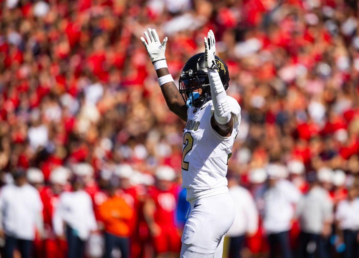 <i>Mark J. Rebilas/USA Today Sports/Reuters via CNN Newsource</i><br/>Hunter celebrates a touchdown against the Arizona Wildcats.