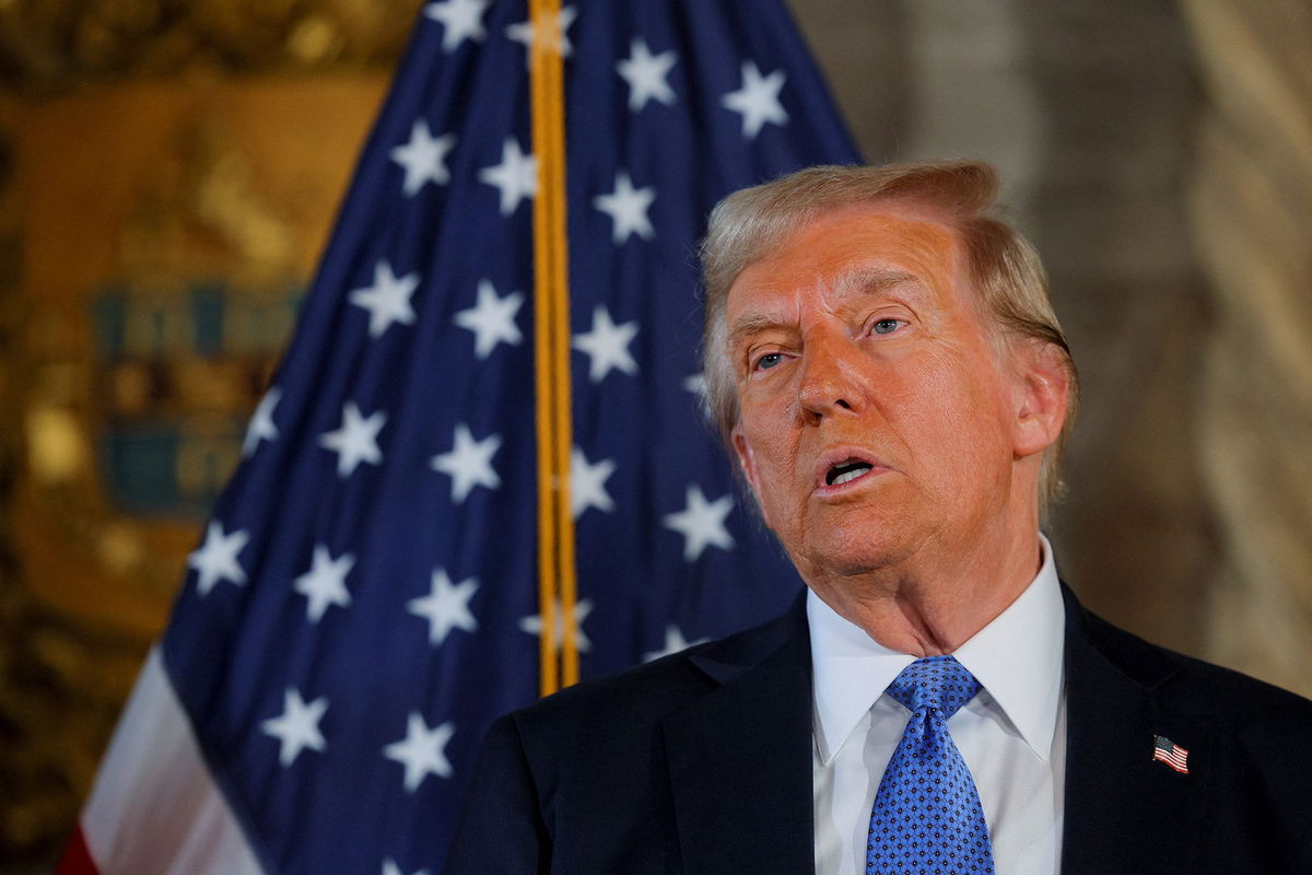 <i>Brian Snyder/Reuters via CNN Newsource</i><br/>President-elect Donald Trump delivers remarks at Mar-a-Lago in Palm Beach