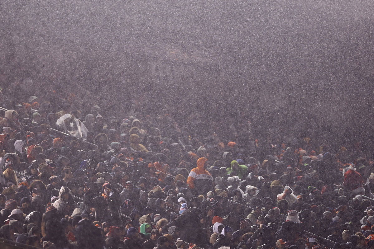 <i>Michael Reaves/Getty Images via CNN Newsource</i><br/>Fans packed Soldier Field to watch the Chicago Bears take on the Seattle Seahawks despite the rainy weather and chilly temperatures.