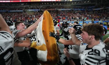 Iowa State Cyclones celebrate first 11-win season in program history following Pop-Tart Bowl win.