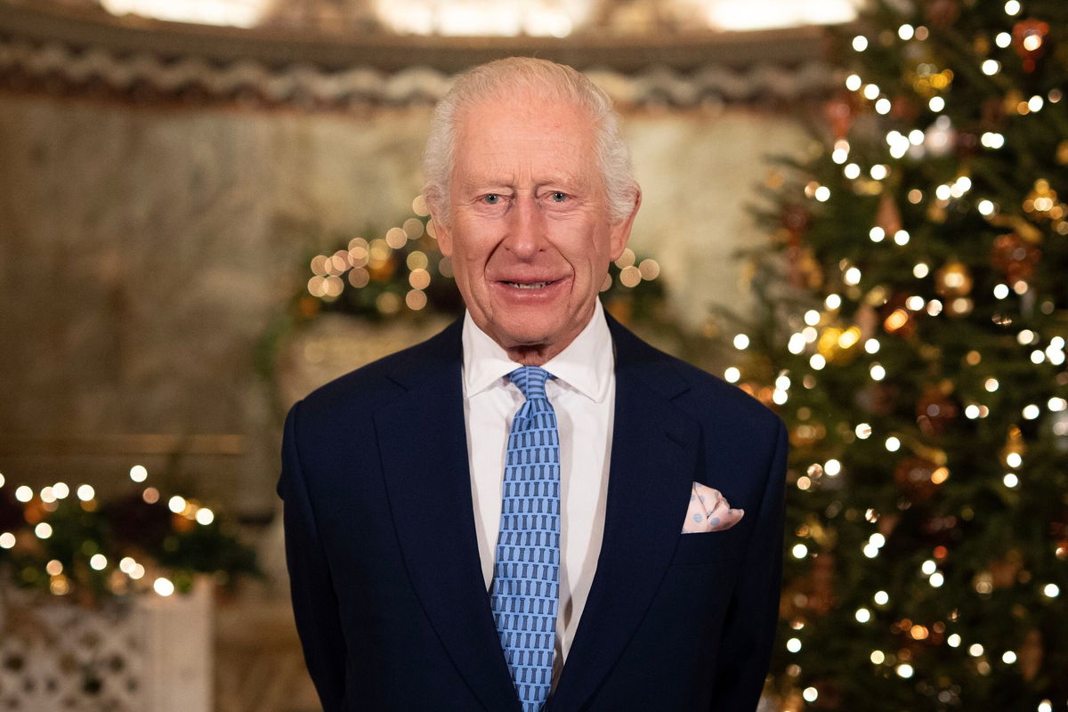 <i>Aaron Chown/WPA Pool/Getty Images via CNN Newsource</i><br/>King Charles III recorded his Christmas message at the Fitzrovia Chapel in London on December 11.