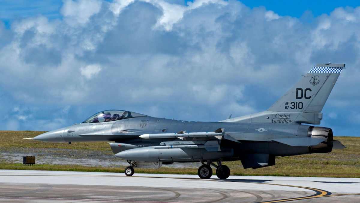 <i>Airman 1st Class Gerald Willis/US Air Force via CNN Newsource</i><br/>An F-16 Fighting Falcon from the District of Columbia Air National Guard’s 121st Expeditionary Fighter Squadron taxis on the flight line on December 15