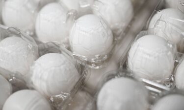 Eggs are displayed for sale inside a Costco store in Hawthorne