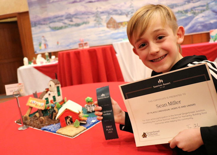 Sean Miller won the Gingerbread Junction contest for kids 10 and under