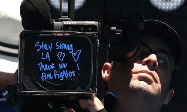 A message of support from Gauff for firefighters battling wildfires in Los Angeles is seen following her victory over fellow American Sofia Kenin.