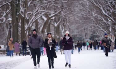 People walk through Central Park during cold winter weather in New York City on January 6.