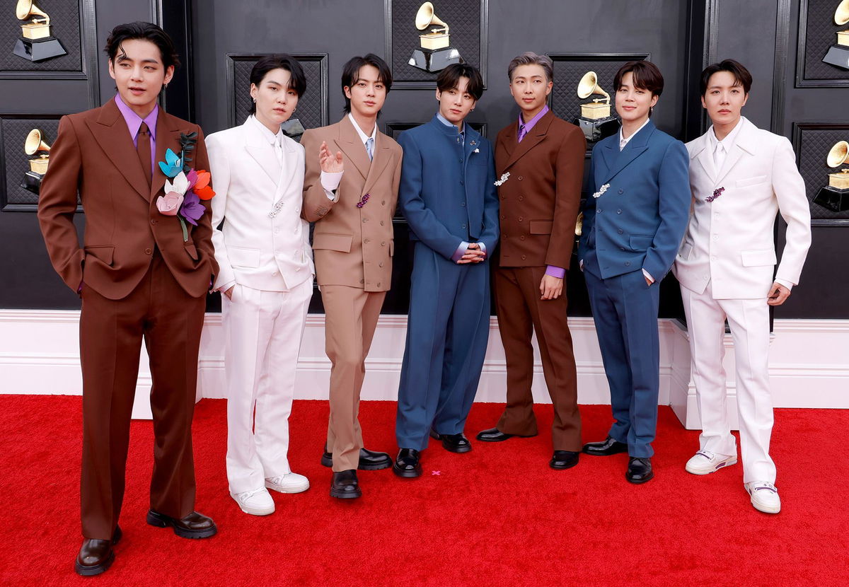 <i>Frazer Harrison/Getty Images via CNN Newsource</i><br/>K-pop group BTS attend the Grammy Awards in Las Vegas