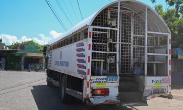 A truck leaves with illegal Haitian migrants to be deported from the Dominican Republic's Haina Temporary Detention Center