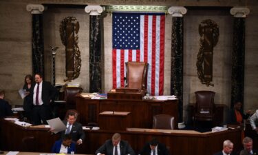 The seat of the US House Speaker stands empty as the House of Representatives continues voting for new speaker at the US Capitol in Washington