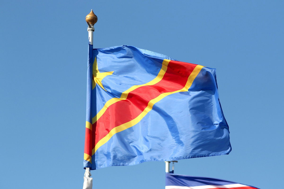 <i>Maksim Konstantinov/SOPA Images/Shutterstock/File via CNN Newsource</i><br/>The flag of the Democratic Republic of the Congo pictured in St. Petersburg