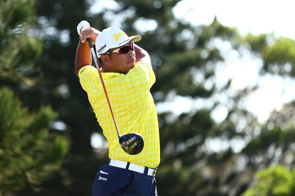 <i>Maddie Meyer/Getty Images via CNN Newsource</i><br/>Matsuyama drives on his final hole of the tournament at The Sentry.