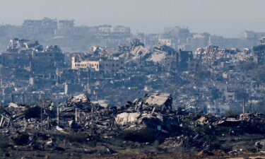 Buildings lie in ruin in the Gaza Strip