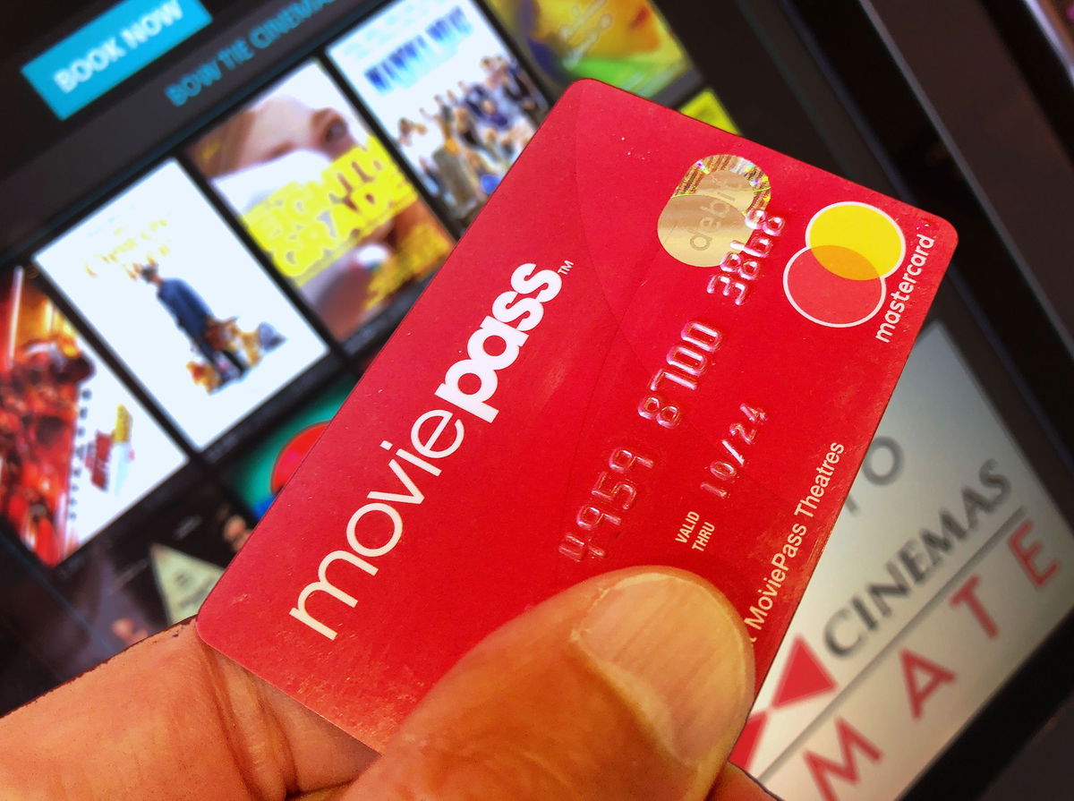 <i>NewsBase/AP via CNN Newsource</i><br/>A MoviePass card that lets people buy tickets is pictured. The former chief executive of MoviePass’ parent company has pleaded guilty to charges of security fraud and conspiracy and could face up to 25 years in prison.