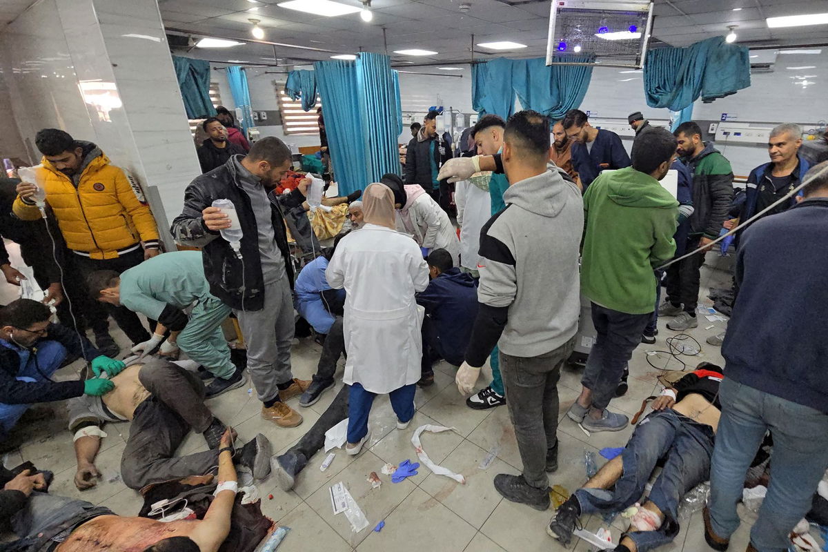 <i>AFP/Getty Images via CNN Newsource</i><br/>People are treated inside Kamal Adwan Hospital