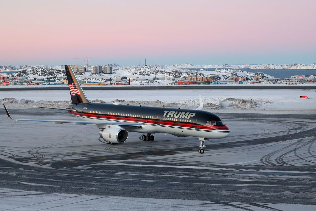 <i>Emil Stach/Ritzau Scanpix/AFP/Getty Images via CNN Newsource</i><br/>An aircraft reported to carry US businessman Donald Trump Jr. arrives in Nuuk