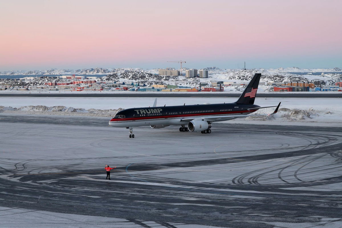 <i>Emil Stach/Ritzau Scanpix/AFP/Getty Images via CNN Newsource</i><br/>An aircraft thought to be carrying Donald Trump Jr. arrives in Nuuk