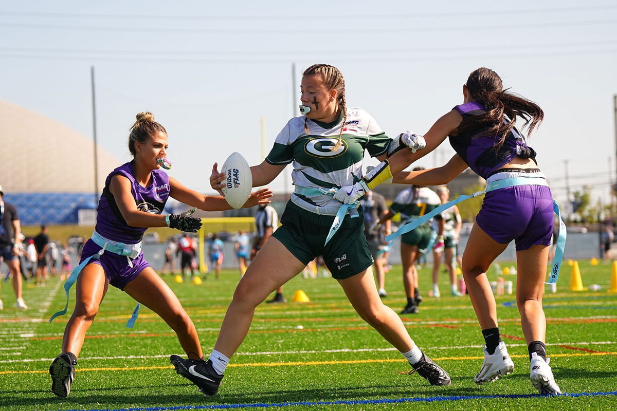 <i>Erick W. Rasco/Sports Illustrated/Getty Imagees via CNN Newsource</i><br/>Players compete at last year's Flag Football Championships in Canton