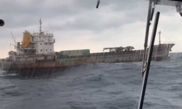 The Cameroon-flagged Shunxin39 cargo ship sailing in waters near Taiwan.