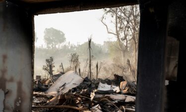 The remains of a home following the Palisades Fire in the Pacific Palisades neighborhood of Los Angeles on January 10.