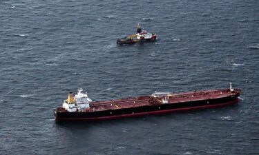 The Eventin oil tanker runs adrift in the Baltic Sea off the coast of Germany on January 10.