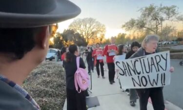 Protesters picketed outside of a Hispanic Chamber of Commerce event calling on the Sonoma County Sheriff to not cooperate with ICE officials looking to arrest undocumented immigrants.
