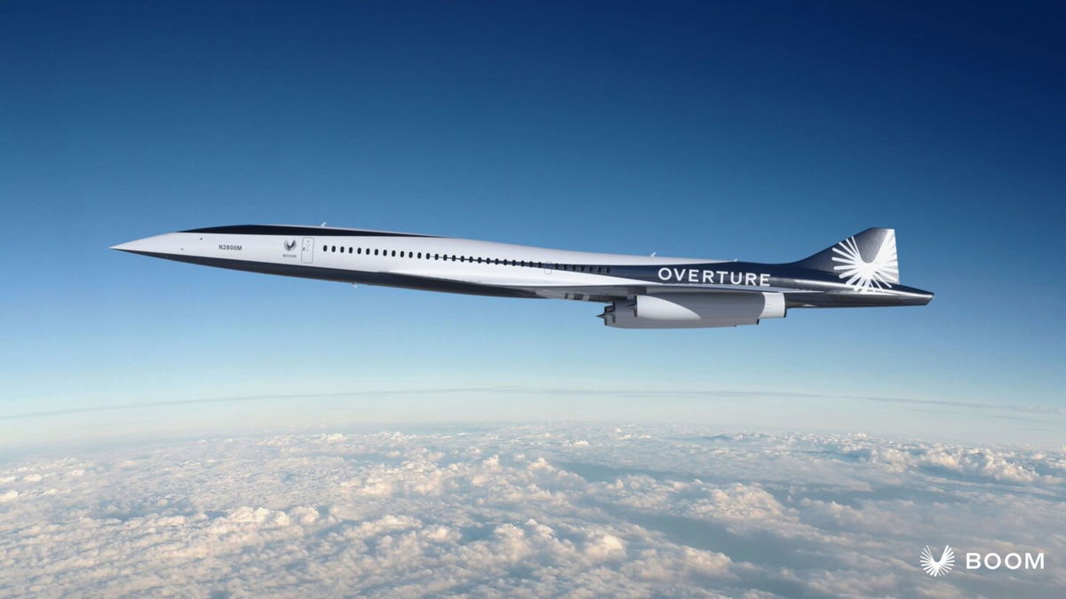 <i>Boom Supersonic via CNN Newsource</i><br/>A rendering of Boom Supersonic’s proposed Overture supersonic airliner.