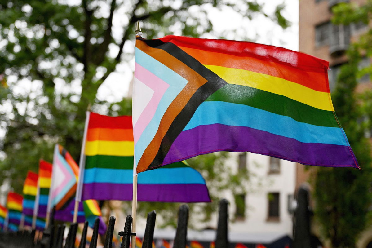 <i>Angela Weiss/AFP/Getty Images via CNN Newsource</i><br/>Rainbow flags