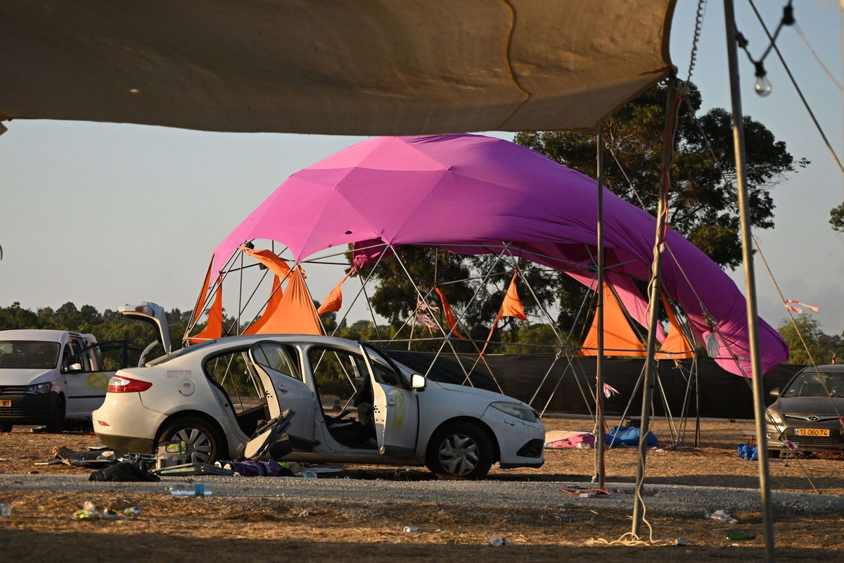 <i>Leon Neal/Getty Images/File via CNN Newsource</i><br/>The aftermath of the Hamas attack at the Nova music festival site