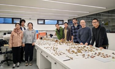 The excavators unearthed hundreds of stone tools from the site during digs in 2019 and 2020. Study coauthor Davide Delpiano (third from right) of the University of Ferrara is seen with members of the research team.