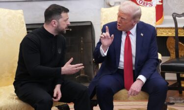 President Donald Trump and Ukrainian President Volodymyr Zelensky meet in the Oval Office at the White House on February 28