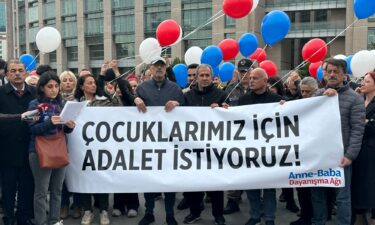Turkish citizens protest outside the Istanbul court on Friday