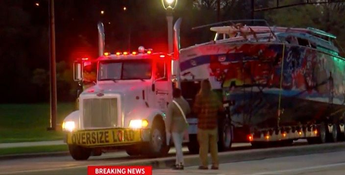<i>WDJT via CNN Newsource</i><br/>The city of Milwaukee witnessed the official removal of the abandoned boat along Bradford Beach on May 6. But the infamous boat did not leave without a fight. After using equipment to pull the boat over rocks and loading the boat onto a tow truck
