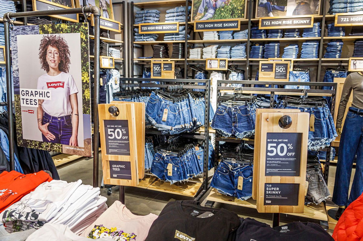 <i>Jeffrey Greenberg/UCG/Universal Images Group/Getty Images via CNN Newsource</i><br/>Levi's jeans 50% off sale Vineland Premium Outlets
