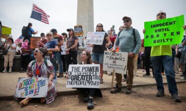 Protesters opposed to the Trump administration gathered on April 19 in Washington