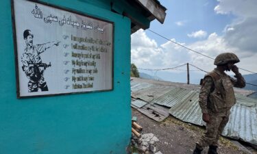 A soldier stands guard at the Hajir Pir pass close to the Line of Control on May 4