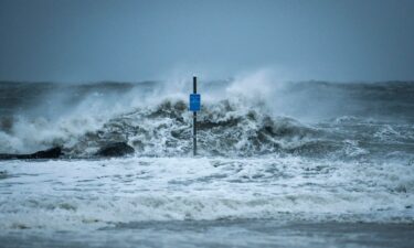 Waves crash on the beach in January 2016 in Cape May
