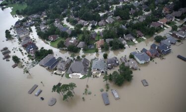Flooded homes are shown near Lake Houston following Hurricane Harvey August 30