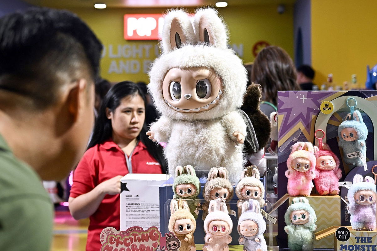 <i>Lillian Suwanrumpha/AFP/Getty Images via CNN Newsource</i><br/>Labubu toys at a Pop Mart pop-up store in Siam Center shopping mall in Bangkok