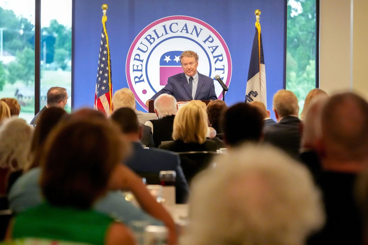 <i>Julia Hansen/Iowa City Press-Citizen/USA Today Network via CNN Newsource</i><br/>Sen. Rand Paul at a Republican Party of Iowa event on May 29