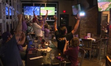 LSUS fans celebrate NAIA World Series win.
