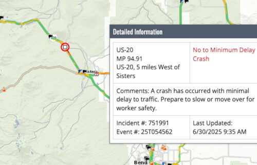 Fatal crash Highway 20 ODOT TripCheck