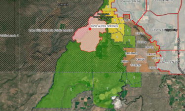 Revised Alder Springs evacuation levels map